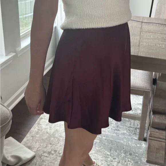 Elegant Maroon Burgundy Satin Skirt - Picture 7 of 14
